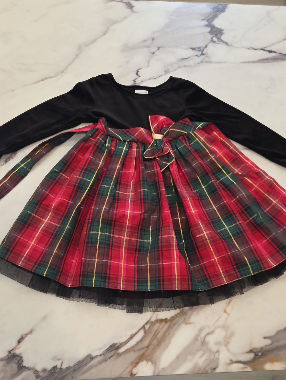 Sweet Heart Rose Black Velvet Bodice with Red and Green Plaid Skirt